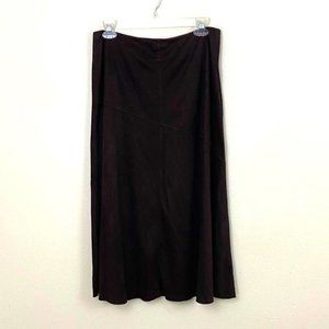 Vintage Kate Hill Brown Faux Suede A-Line Midi Skirt